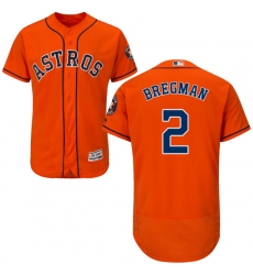 Men's Majestic Houston Astros #2 Alex Bregman Orange Flexbase Authentic Collection MLB Jersey