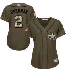 Women's Majestic Houston Astros #2 Alex Bregman Authentic Green Salute to Service MLB Jersey