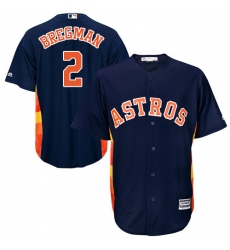 Youth Majestic Houston Astros #2 Alex Bregman Authentic Navy Blue Alternate Cool Base MLB Jersey