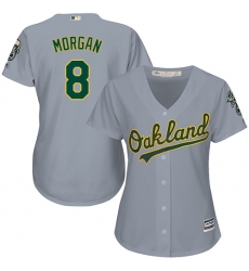 Women's Majestic Oakland Athletics #8 Joe Morgan Replica Grey Road Cool Base MLB Jersey