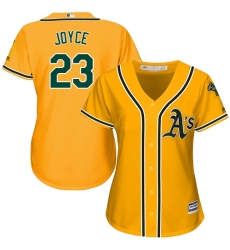 Women's Majestic Oakland Athletics #23 Matt Joyce Replica Gold Alternate 2 Cool Base MLB Jersey