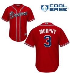 Youth Majestic Atlanta Braves #3 Dale Murphy Authentic Red Alternate Cool Base MLB Jersey