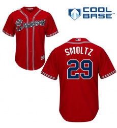 Youth Majestic Atlanta Braves #29 John Smoltz Authentic Red Alternate Cool Base MLB Jersey