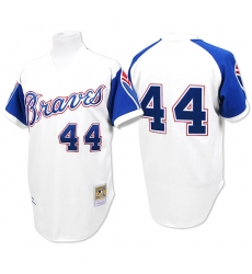 Men's Mitchell and Ness 1974 Atlanta Braves #44 Hank Aaron Replica White Throwback MLB Jersey