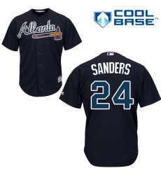 Men's Majestic Atlanta Braves #24 Deion Sanders Replica Blue Alternate Road Cool Base MLB Jersey