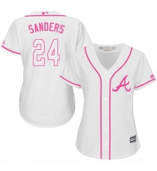 Women's Majestic Atlanta Braves #24 Deion Sanders Authentic White Fashion Cool Base MLB Jersey