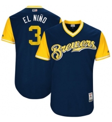 Men's Majestic Milwaukee Brewers #3 Orlando Arcia 