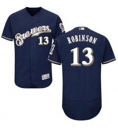 Men's Majestic Milwaukee Brewers #13 Glenn Robinson Navy Blue Flexbase Authentic Collection MLB Jersey