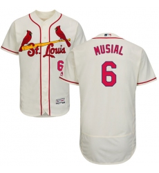 Men's Majestic St. Louis Cardinals #6 Stan Musial Cream Alternate Flex Base Authentic Collection MLB Jersey
