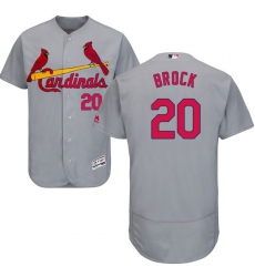 Men's Majestic St. Louis Cardinals #20 Lou Brock Grey Road Flex Base Authentic Collection MLB Jersey