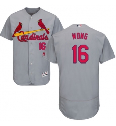 Men's Majestic St. Louis Cardinals #16 Kolten Wong Grey Road Flex Base Authentic Collection MLB Jersey