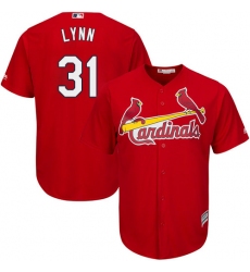Youth Majestic St. Louis Cardinals #31 Lance Lynn Authentic Red Alternate Cool Base MLB Jersey