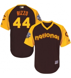 Youth Majestic Chicago Cubs #44 Anthony Rizzo Authentic Brown 2016 All-Star National League BP Cool Base MLB Jersey