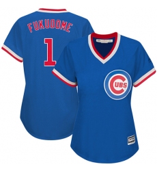 Women's Majestic Chicago Cubs #1 Kosuke Fukudome Authentic Royal Blue Cooperstown MLB Jersey