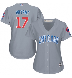 Women's Majestic Chicago Cubs #17 Kris Bryant Authentic Grey Road MLB Jersey