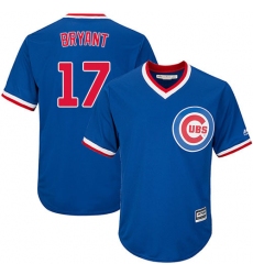 Youth Majestic Chicago Cubs #17 Kris Bryant Authentic Royal Blue Cooperstown Cool Base MLB Jersey