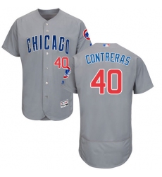 Men's Majestic Chicago Cubs #40 Willson Contreras Grey Road Flexbase Authentic Collection MLB Jersey