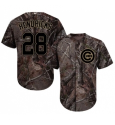 Youth Majestic Chicago Cubs #28 Kyle Hendricks Authentic Camo Realtree Collection Flex Base MLB Jersey