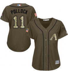 Women's Majestic Arizona Diamondbacks #11 A. J. Pollock Replica Green Salute to Service MLB Jersey