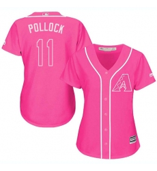 Women's Majestic Arizona Diamondbacks #11 A. J. Pollock Replica Pink Fashion MLB Jersey