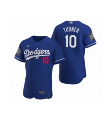 Men's Los Angeles Dodgers #10 Justin Turner Nike Royal 2020 World Series Authentic Jersey