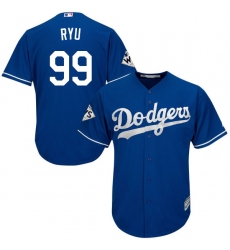 Men's Majestic Los Angeles Dodgers #99 Hyun-Jin Ryu Replica Royal Blue Alternate 2017 World Series Bound Cool Base MLB Jersey