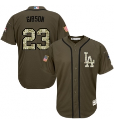 Youth Majestic Los Angeles Dodgers #23 Kirk Gibson Authentic Green Salute to Service MLB Jersey