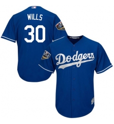 Youth Majestic Los Angeles Dodgers #30 Maury Wills Authentic Royal Blue Alternate Cool Base 2018 World Series MLB Jersey