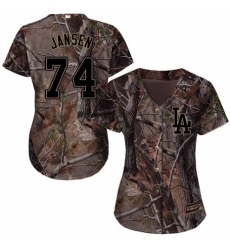 Women's Majestic Los Angeles Dodgers #74 Kenley Jansen Authentic Camo Realtree Collection Flex Base MLB Jersey