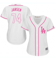 Women's Majestic Los Angeles Dodgers #74 Kenley Jansen Replica White Fashion Cool Base MLB Jersey