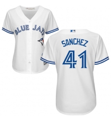 Women's Majestic Toronto Blue Jays #41 Aaron Sanchez Authentic White Home MLB Jersey