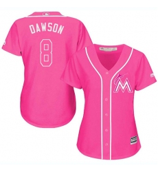 Women's Majestic Miami Marlins #8 Andre Dawson Replica Pink Fashion Cool Base MLB Jersey