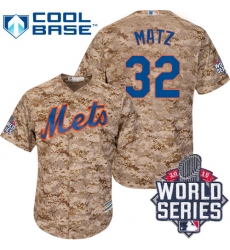 Men's Majestic New York Mets #32 Steven Matz Replica Camo Alternate Cool Base 2015 World Series MLB Jersey