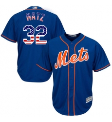 Men's Majestic New York Mets #32 Steven Matz Replica Royal Blue USA Flag Fashion MLB Jersey