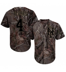 Youth Majestic New York Mets #4 Wilmer Flores Authentic Camo Realtree Collection Flex Base MLB Jersey