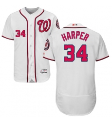 Men's Majestic Washington Nationals #34 Bryce Harper White Home Flex Base Authentic Collection MLB Jersey