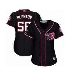 Women's Washington Nationals #56 Joe Blanton Authentic Navy Blue Alternate 2 Cool Base 2019 World Series Champions Baseball Jersey