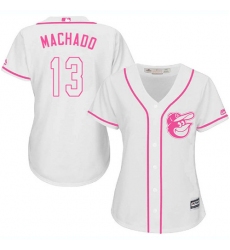 Women's Majestic Baltimore Orioles #13 Manny Machado Authentic White Fashion Cool Base MLB Jersey