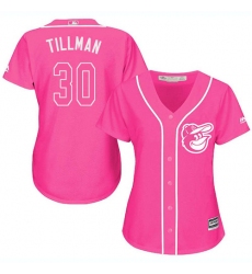 Women's Majestic Baltimore Orioles #30 Chris Tillman Authentic Pink Fashion Cool Base MLB Jersey