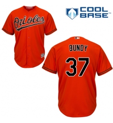 Youth Majestic Baltimore Orioles #37 Dylan Bundy Replica Orange Alternate Cool Base MLB Jersey
