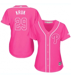 Women's Majestic Philadelphia Phillies #29 John Kruk Replica Pink Fashion Cool Base MLB Jersey