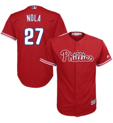 Men's Majestic Philadelphia Phillies #27 Aaron Nola Replica Red Alternate Cool Base MLB Jersey
