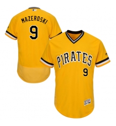 Men's Majestic Pittsburgh Pirates #9 Bill Mazeroski Gold Alternate Flex Base Authentic Collection MLB Jersey