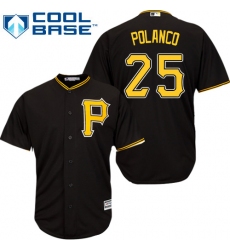Men's Majestic Pittsburgh Pirates #25 Gregory Polanco Replica Black Alternate Cool Base MLB Jersey