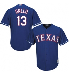 Men's Majestic Texas Rangers #13 Joey Gallo Replica Royal Blue Alternate 2 Cool Base MLB Jersey