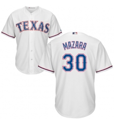 Youth Majestic Texas Rangers #30 Nomar Mazara Authentic White Home Cool Base MLB Jersey