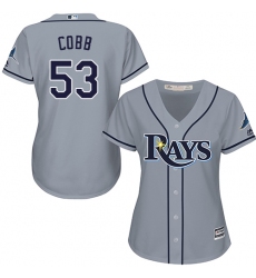 Women's Majestic Tampa Bay Rays #53 Alex Cobb Replica Grey Road Cool Base MLB Jersey