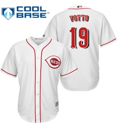 Youth Majestic Cincinnati Reds #19 Joey Votto Replica White Home Cool Base MLB Jersey