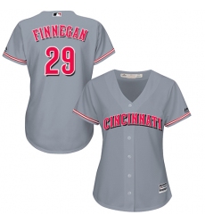 Women's Majestic Cincinnati Reds #29 Brandon Finnegan Authentic Grey Road Cool Base MLB Jersey