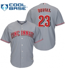 Youth Majestic Cincinnati Reds #23 Adam Duvall Replica Grey Road Cool Base MLB Jersey